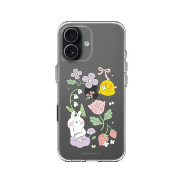 iPhone 17 Clear Case（相機按鈕） 透明 - 懶散兔與啾先生 Lazy Rabbit and Mr.Chu - 優雅花園