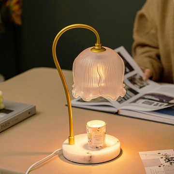 鈴蘭香薰融蠟燈大理石定時融燭燈助眠熔蠟燭調光小夜燈港澳台灣 雙11全館免運