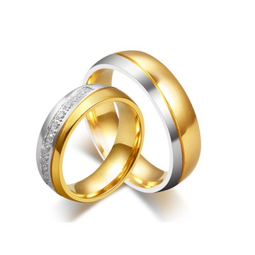 《316小舖》今天特價【C530】(優質316鈦鋼戒指-引領潮流情侶戒指-金色對戒情人對戒交換禮物聖誕禮物結婚禮物戒指)