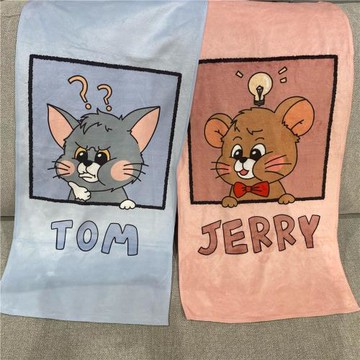 情侶柔軟不掉毛洗臉巾可愛浴巾游泳吸水卡通運動健身貓鼠隔汗巾