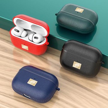 airpodpro保護套pro荔枝紋軟膠3代蘋果藍牙耳機套硅膠分體時尚女潮牌男2代商務女生耳機殼Airpodspro保護殼