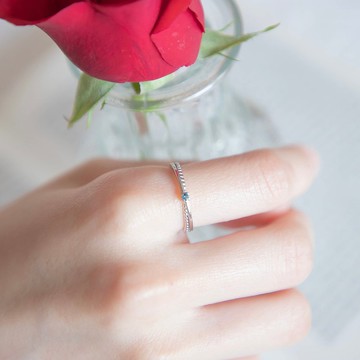 倫敦藍托帕石925純銀氣質滾珠邊戒指 可調式戒指