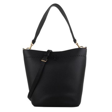 TORY BURCH -荔枝紋皮革兩用水桶包(黑)