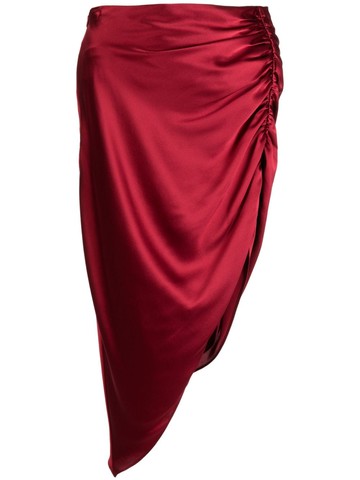 Michelle Mason - asymmetric ruched silk skirt - women - Silk - 6 - Red