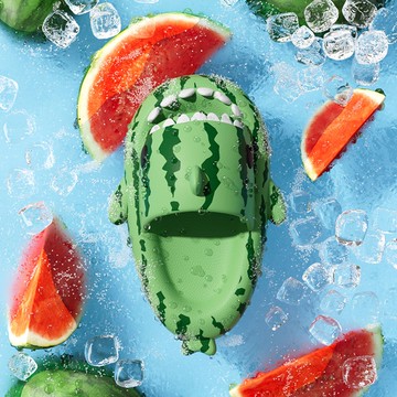 OKU小鯊瓜男女夏季情侶居家厚軟底可愛西瓜鯊魚戶外涼拖鞋384M