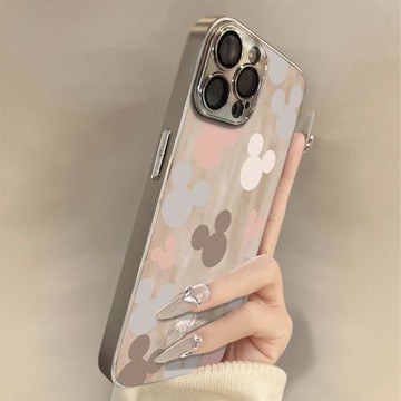 適用iphone17promax手機殼電鍍小羊皮蘋果17pro卡通漸變米奇16PM彩繪15可愛14小眾女款13高級感17air防摔套