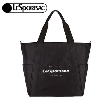 |快速出貨|Lesportsac LG REVERSIBLE PKT TOTE 大型雙面托特包 送禮-LOGO 永恆黑