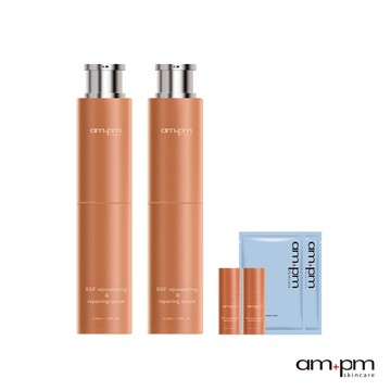 【ampm牛爾】喚新肌泌EGF修復精華(全臉眼專用)27ml(2入)+贈EGF修復精華5mlx2+保濕面膜x2(馬齒莧)