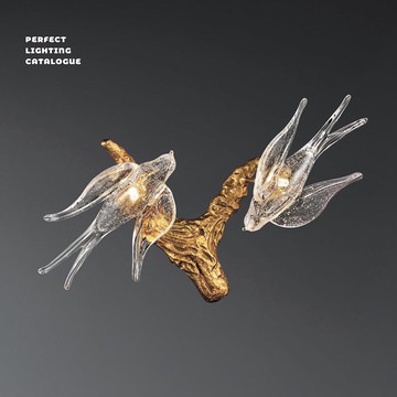 工業風翻砂鋁雙燕玻璃造型藝術壁燈18-62821