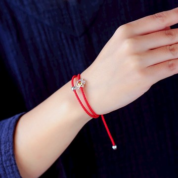 蘇工925銀手工編織六芒星純銀手鏈學生情侶款雙層手繩簡約禮物