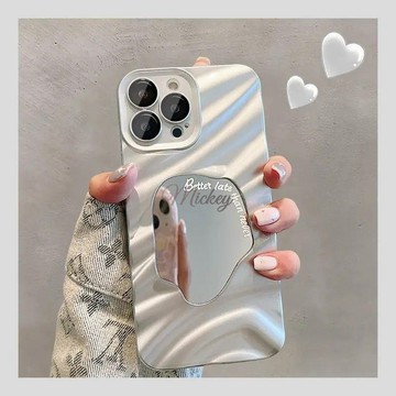 高級17/16補妝鏡子蘋果15手機殼14promax鏡面12網紅銀色11女iPhone13