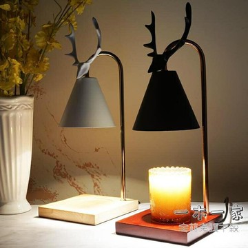 融蠟燈 歐式融蠟燈臺式插電可調節無煙復古融化香薰蠟燭擺件燭臺木質底座