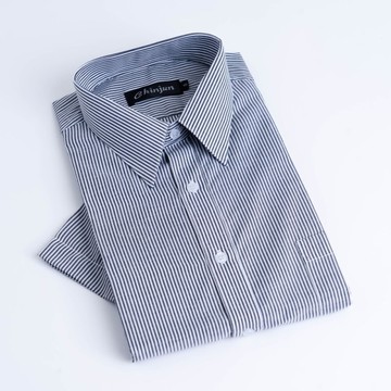 【CHINJUN】勁榮抗皺襯衫 (任3件999)-短袖、黑白條紋、s907 台灣現貨 男襯衫 商務 口袋 硬領