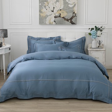 鴻宇 100%精梳棉 美國棉300織 60支 純色刺繡 素色 雙人四件式兩用被床包組