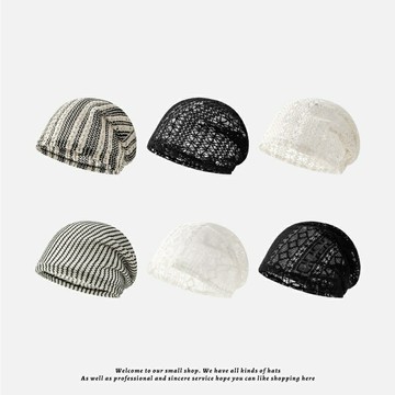 現貨+預購 針織帽毛帽-中性日系秋季條紋素色鏤空男女帽子6色74hv9【獨家進口】【米蘭精品】