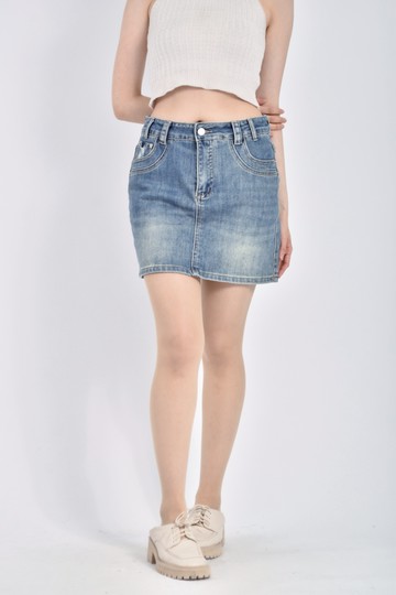 (L) 質感丹寧牛仔A字藍色短裙