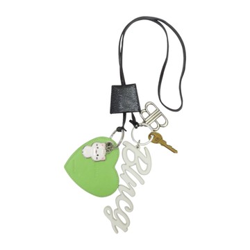 BALENCIAGA 巴黎世家 黑/綠色 羊皮 Le City Heart Charm 吊飾 【二手名牌BRAND OFF】