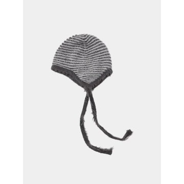 Codibook｜韓國 DAILYJOU 灰色條紋綁帶針織毛帽［預購］帽子 小圓帽 女裝
