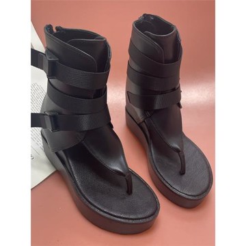 坡跟高跟羅馬鞋女夾趾2025年夏季新款防水臺高幫復古歐美少女涼鞋