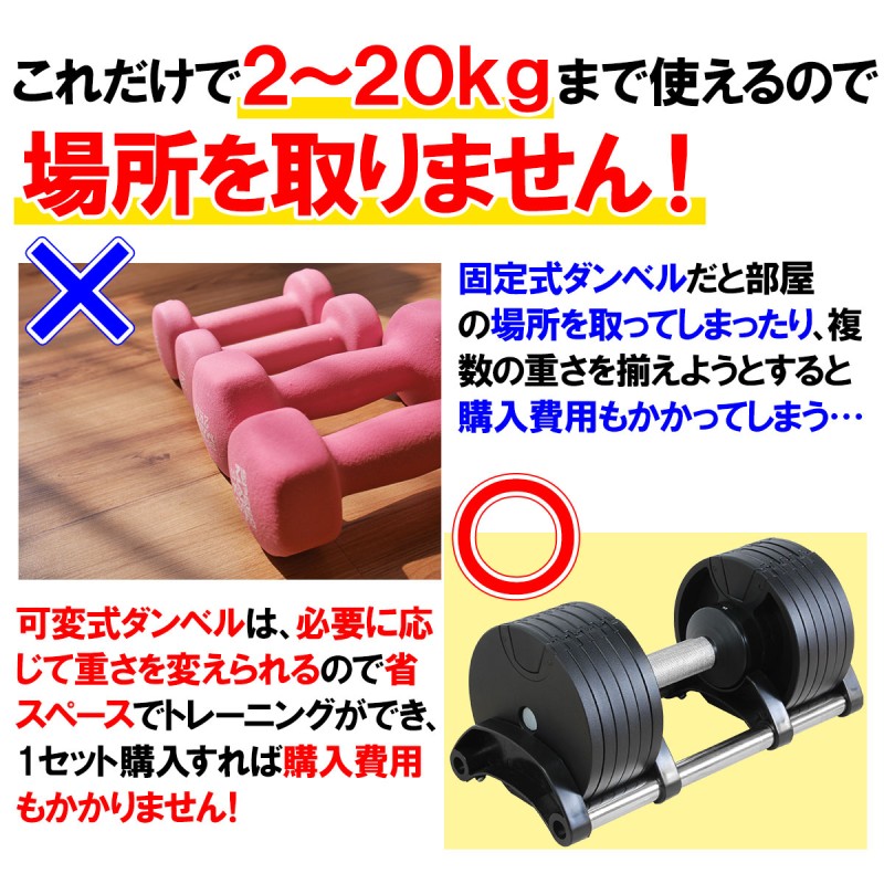 アジャスタブルダンベル 可変式ダンベル 見苦しい 20kg その1