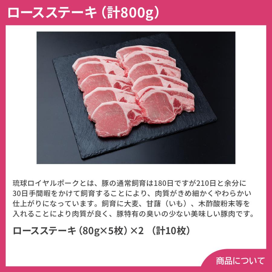 沖縄琉球ロイヤルポーク ロースステーキ（計800g） プレゼント ギフト 内祝 御祝 贈答用 送料無料 お歳暮 御歳暮 お中元 御中元