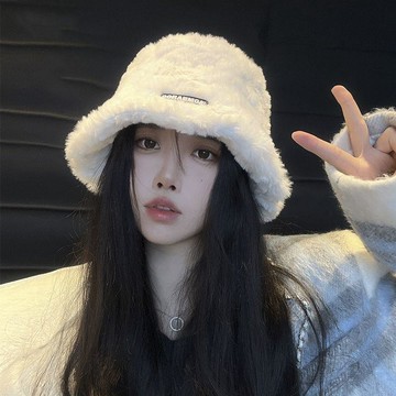【加厚毛絨保暖】毛絨帽子女 披肩帽 冬水桶帽 毛茸茸漁夫帽 大頭圍顯臉小 百搭 帽子披肩