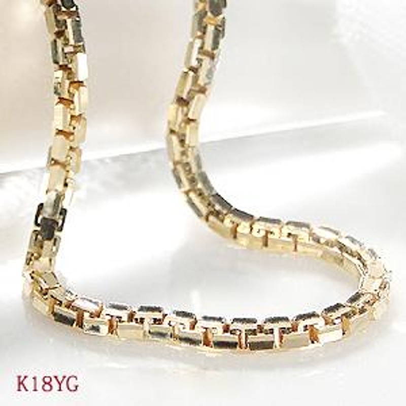 K18YG 8面カット レールチェーンネックレス ムーブ式 | LINEショッピング