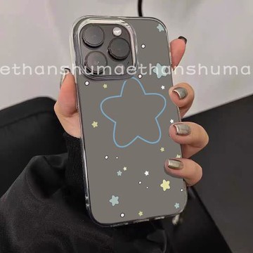 新款簡約幾何星星適用iPhone15promax手機殼蘋果14pro/13透明軟殼保護套女款12/11高級17/16promax防摔硅膠