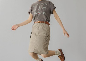 美式復古 少女探險 露營工裝多口袋棉質半身裙