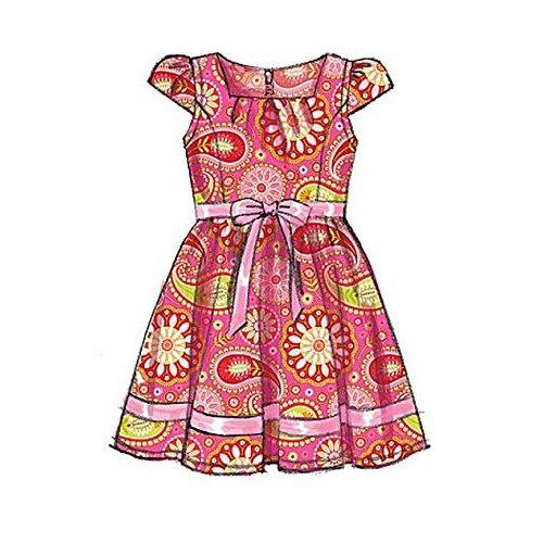 McCall's Patterns M7310 Children's Girls' Pleated, Square-Neckline Dresses,