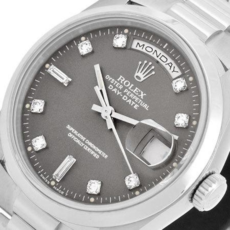 ロレックス ROLEX デイデイト 18206A X番 10P ダイヤモンド PT メンズ 自動巻き 時計 グレー文字盤 | LINEブランドカタログ