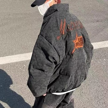 YLIE 羽絨服外套 棉服 棉衣美式街頭水洗做舊羽絨棉服男款冬季外套痞帥高級感高街風上衣棉襖
