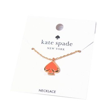 KATE SPADE 琺瑯桃心鎖骨鍊-熔岩橘