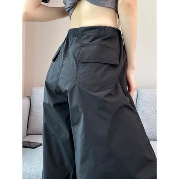 美式黑色工裝褲女2025春季新款薄款速干爵士舞小個子休閑沖鋒褲子