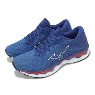 Mizuno 慢跑鞋 Wave Sky 6 男鞋 深藍 白 緩衝 回彈 運動鞋 美津濃 J1GC2202-06