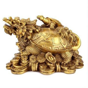 黃銅龍龜擺件母子龜八股龍頭龜擺件 居家擺件 居家擺飾