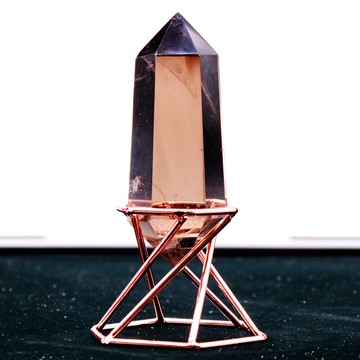 【優選百貨】一物一圖天然茶水晶六棱柱擺件雙尖能量石頭桌面飾品大號消磁戒指 銀飾 首飾 項鏈