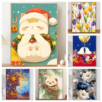 💛台灣現貨💛盒裝💛 新款5D鑽石畫 DIY鑽石貼畫 滿鑽 手工點鑽畫 新年鑽貼 手作 黏鑽畫 水鑽 立體貼鑽畫 大幅