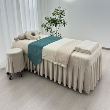 四季通用輕薄新款美容床罩四件套奶油風美容院按摩床品美容床床套