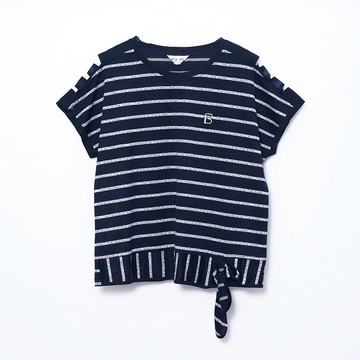 CLL巧玲瓏 露肩鏤空條紋短袖上衣 2163520