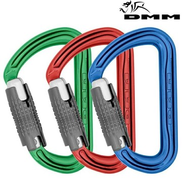 DMM Shadow Locksafe D型勾環/三段鎖大D鉤環/自動鎖D環三件組 A307-P3 紅/藍/綠