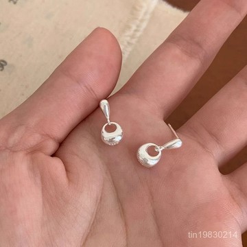 🔥限時下殺🔥999純銀銀坨吊墜耳釘新款氣質耳環高級簡約耳洞小衆設計耳飾