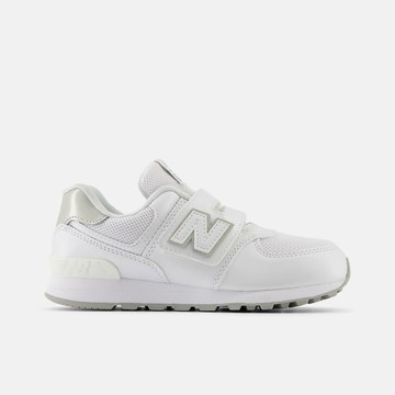 New Balance 574 [PV5742BE] 中童 運動休閒鞋 復古鞋 寬楦 魔鬼氈 珠光 白灰