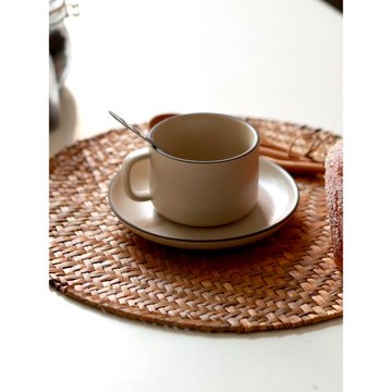 海草桌墊中式草編餐桌編織墊盤子墊復古茶席餐墊茶道杯墊藤編墊子