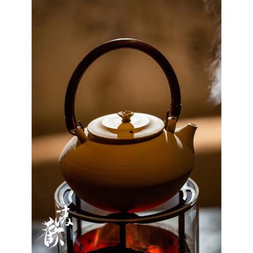 清歡丨純手工提梁壺780ml 小型炭火陶壺 中式白陶茶壺 圍爐煮茶壺