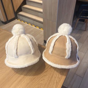 兒童帽子秋冬季寶寶毛絨帽保暖加厚防風盆帽男童女童漁夫帽可愛