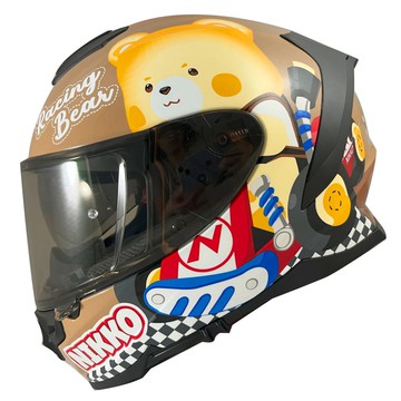 【情侶帽首選】NIKKO N806 #21 Q熊卡丁車 烤餅乾棕 亮面 全罩式安全帽