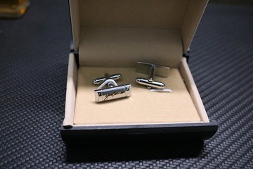 金屬長方形袖扣紳士裝百搭字母袖扣