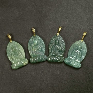 佛來幫你|綠色系 七彩玉 佛像 玉髓 保平安 天然石項鍊 鋼墜頭 專屬配對 S26AA20-05