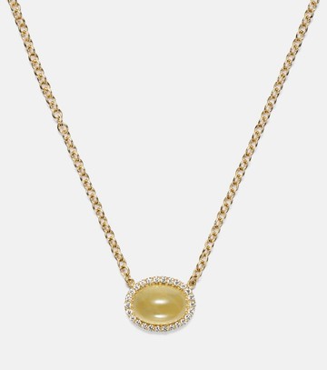 Octavia Elizabeth Bermuda Grass 18kt gold chain necklace with beryl and diamonds